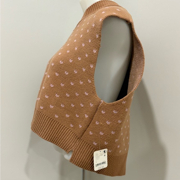NWT Free People Over-Sized Brown and Pink V-Neck Sweater Vest - Picture 10 of 16